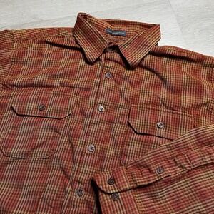 Sir Pendleton Outdoor Shirt Mens Sz Large 100% Wool Flannel Long Sleeve Orange